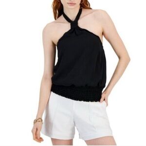 541M NEW INC International Concepts Banded Bottom Backless Halter Top - Size: S